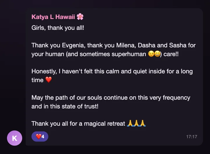 Message from the retreat group chat