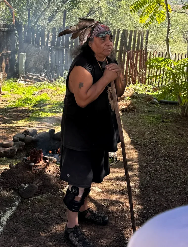 M.H. Black Wolf, who leads the sweat lodge ceremony