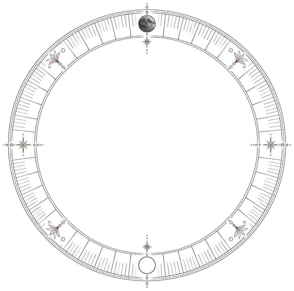 A paper calendar ring with marks around the rim, a small full disc on one mark and an empty circle opposite it