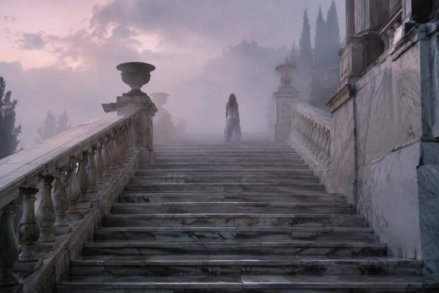 A long path through open ground, the light low and the horizon far off